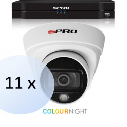 SPRO FULL NIGHT COLOR camera systeem complete set 11, 2MP, vandaal proof IR bereik van 15Meter