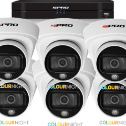 SPRO FULL NIGHT COLOR camera systeem complete set 6, 2MP, vandaal proof IR bereik van 15Meter