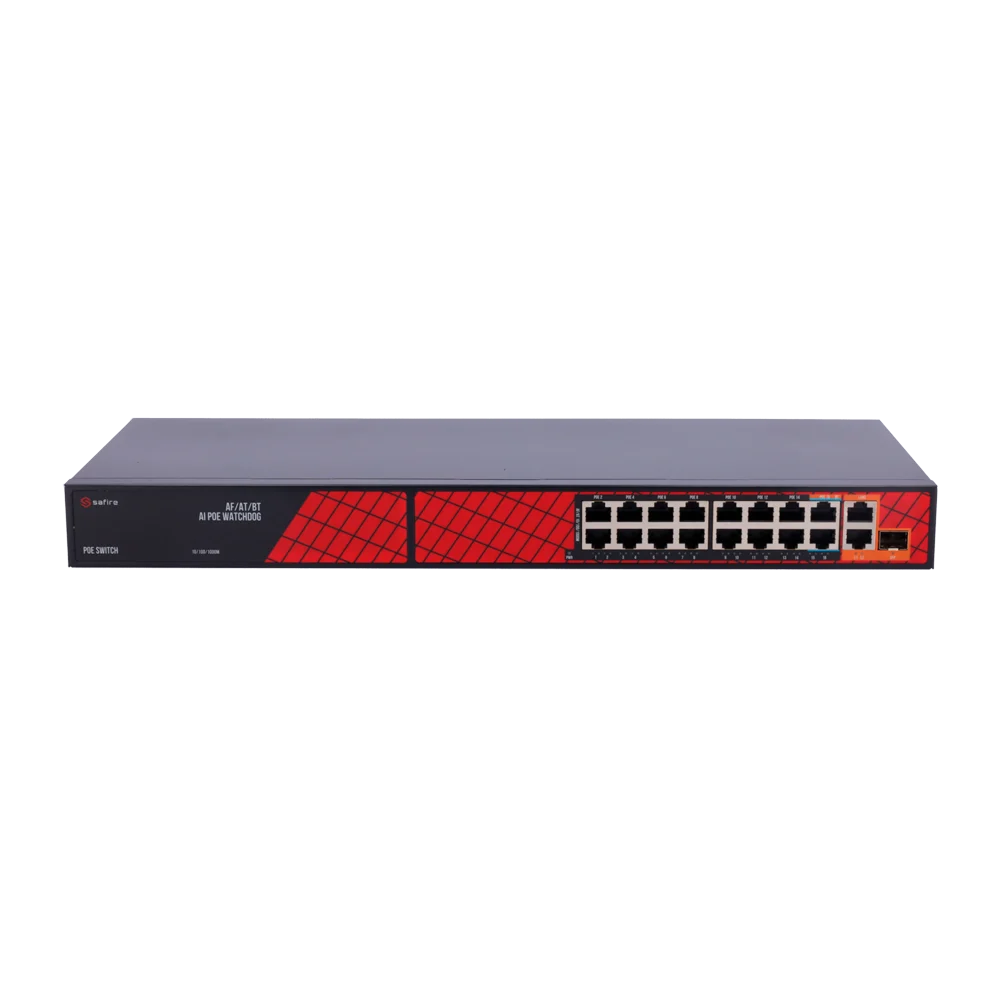 Safire SF-SW1916HIPOE-HF-300 – 16-Poorts Hi-PoE Switch + 3 Gigabit Uplinks