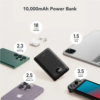 VEGER VG-W1170 – Powerbank 10000mAh met LCD, Ingebouwde Kabels (USB-C & Lightning), Snelladen, 3 Devices - foto 3