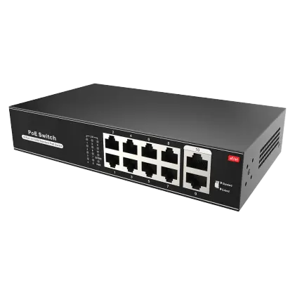 X-Security SW1008POE-100-E – 8-Poorts PoE Switch + 2 Uplink, 100 Mbps, AI VLAN & CCTV Extend (100W)