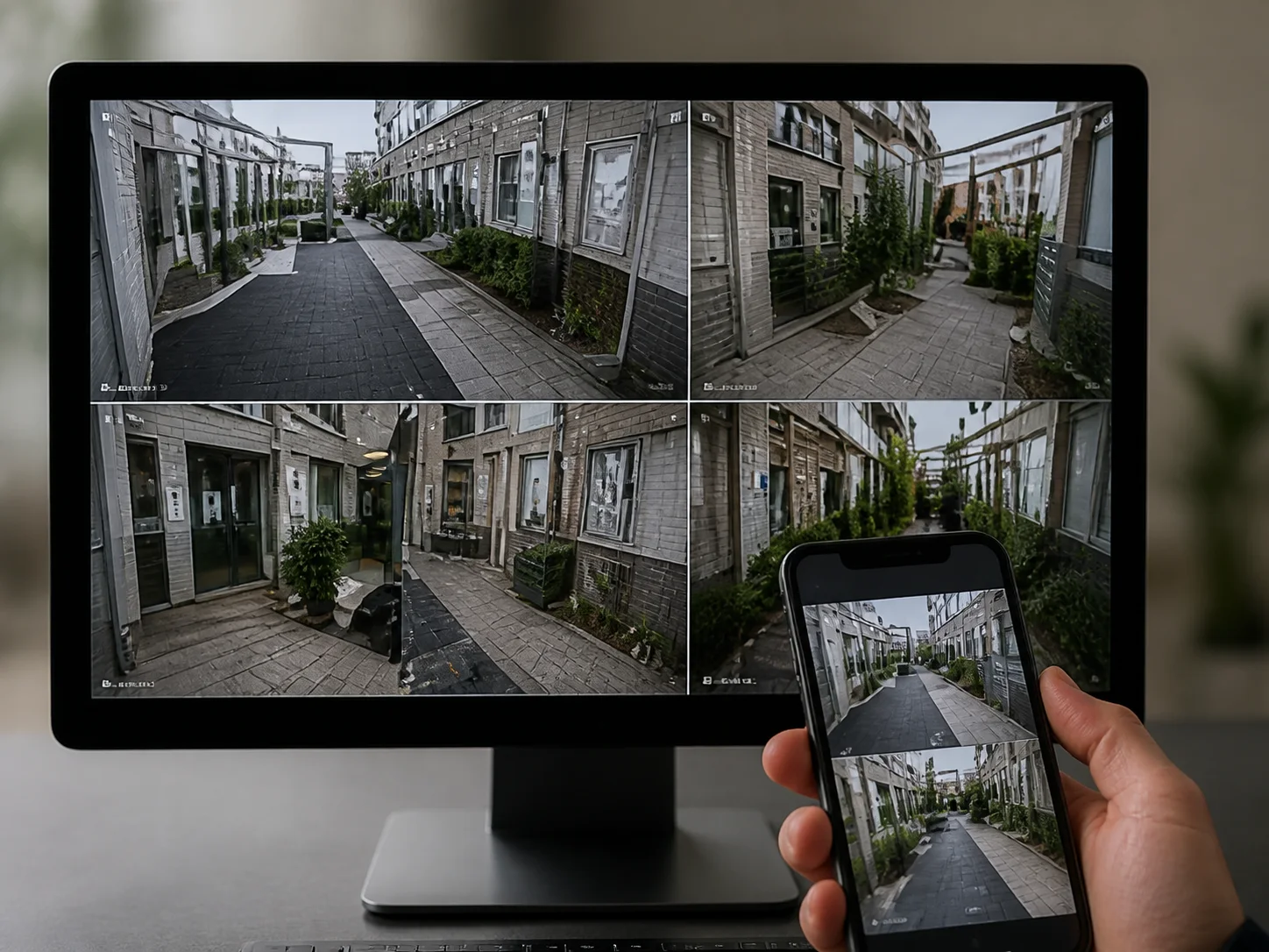 Live camerabeelden op monitor en telefoon