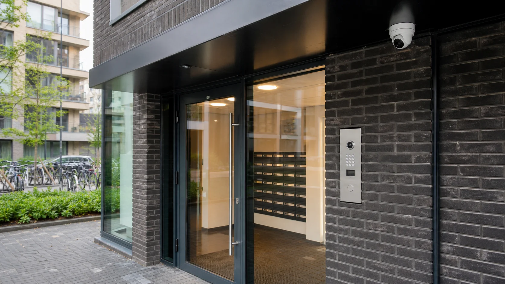 Beveiligde entree van een appartementencomplex in Amsterdam-Noord