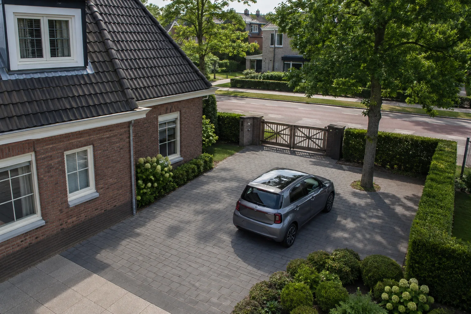 Illustratief dagbeeld van dezelfde oprit