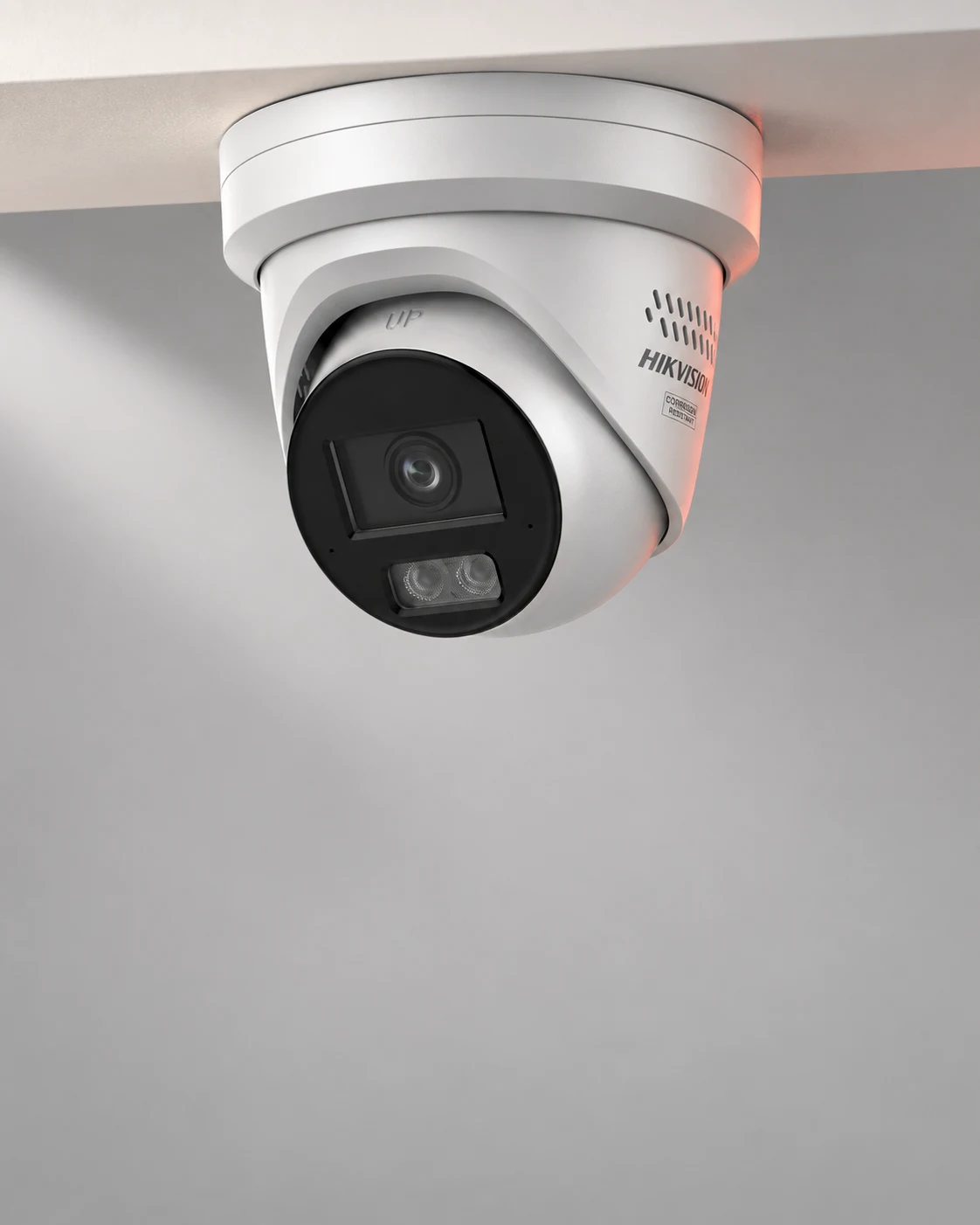 Hikvision turret camera in a studio composition