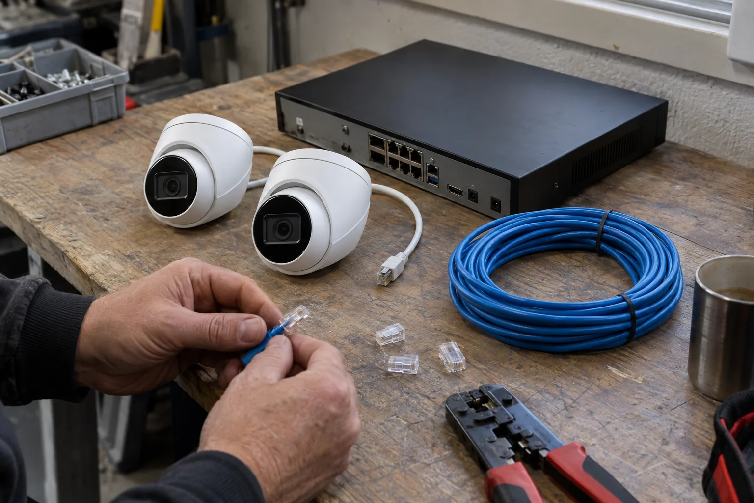 Complete cameraset met recorder en bekabeling voor installatie