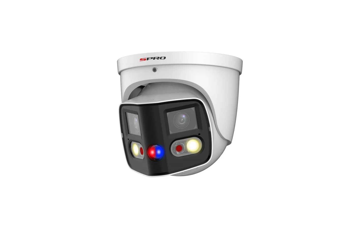 Spro 2x4MP AI Dual – Panoramisch- Full night color – 2 weg audio – Turret IP Camera DHIPD40-LR-DUO