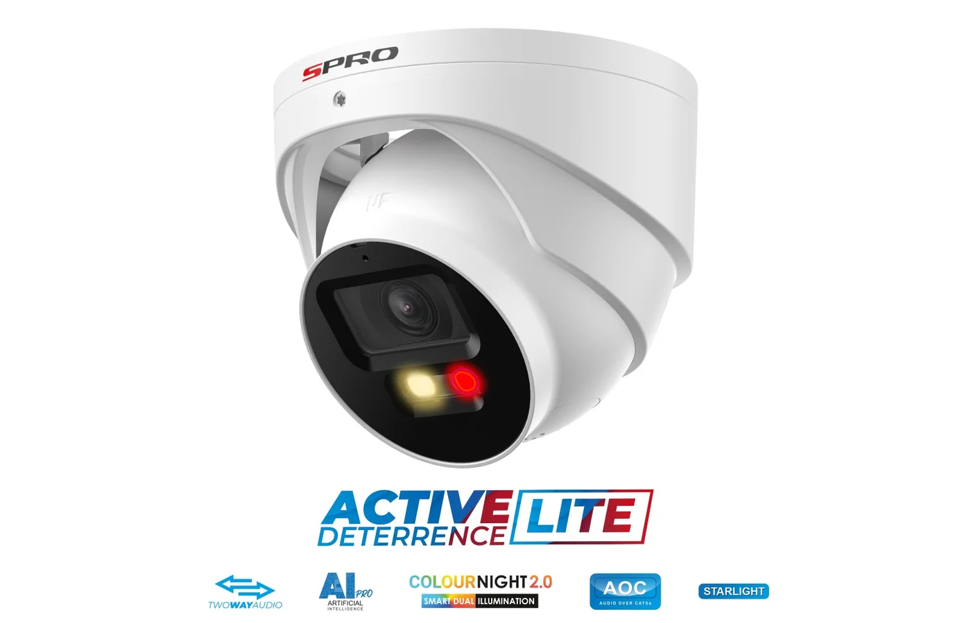 Spro 4MP AI Full night color – 2 weg audio – Turret IP Camera DHIPD40/28LRW-MS
