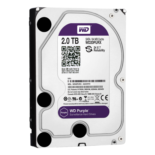 WD Purple - 2TB opslag geheugen - Surveillance Harde Schijf