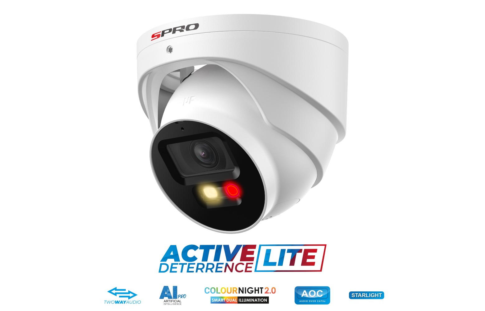 Spro 4MP AI Full night color - 2 weg audio - Turret IP Camera DHIPD40/28LRW-MS